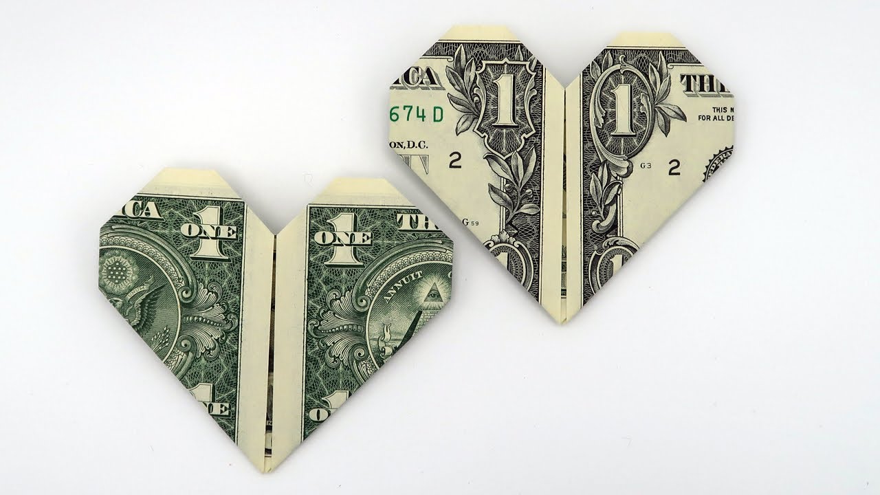 как сделать из сердца оригами деньги