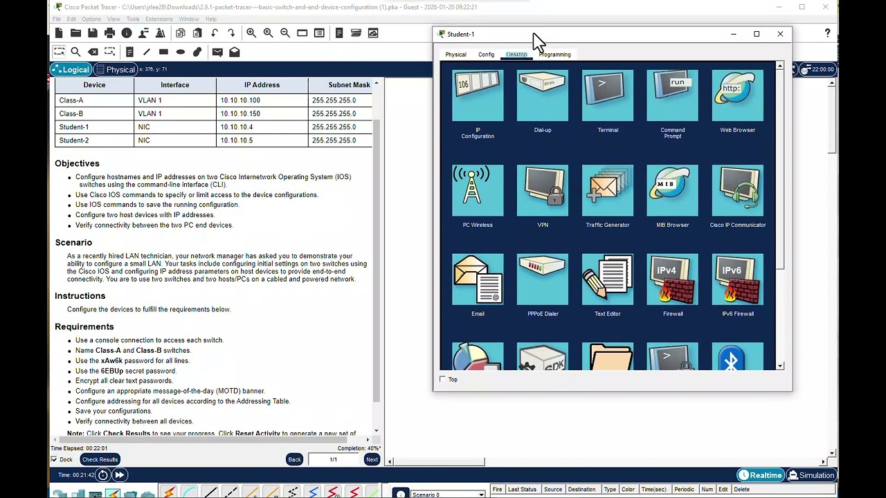 NET 125 Packet Tracer 2 9 1