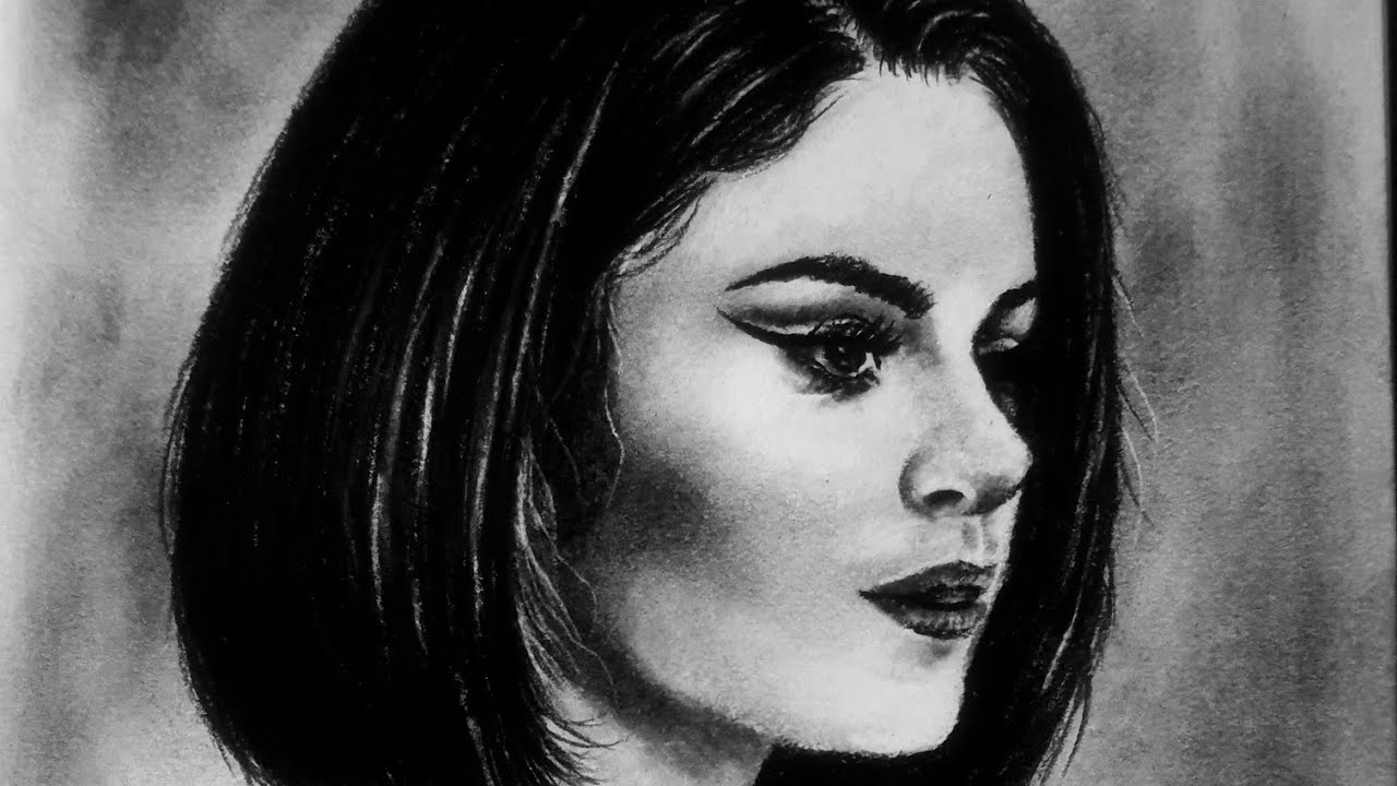 Selena gomez charcoal art work ✨️ 
