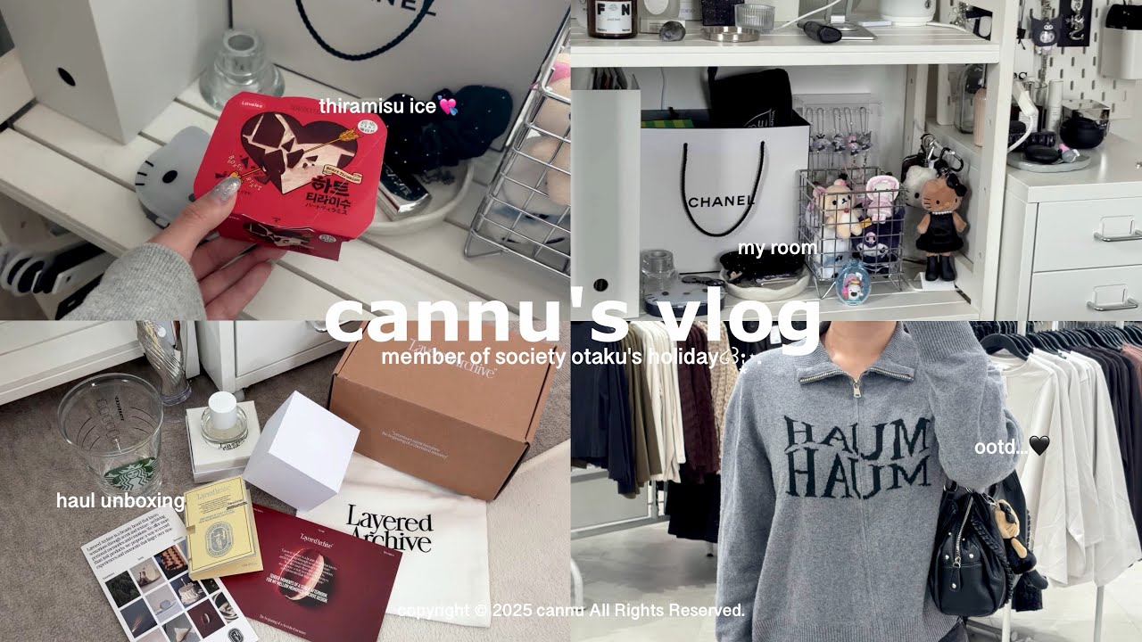 VLOG⟡.· 社会人オタクの日常ブイログ🪽 可愛いものだらけの購入品紹介 ティラミスアイス💘 サンリオガチャ ネイル (sub)