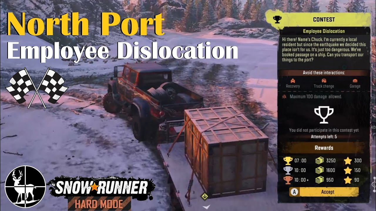 SnowRunner Hard Mode ⚠️ Employee Dislocation Contest ⚠️ North Port Alaska S0EP95