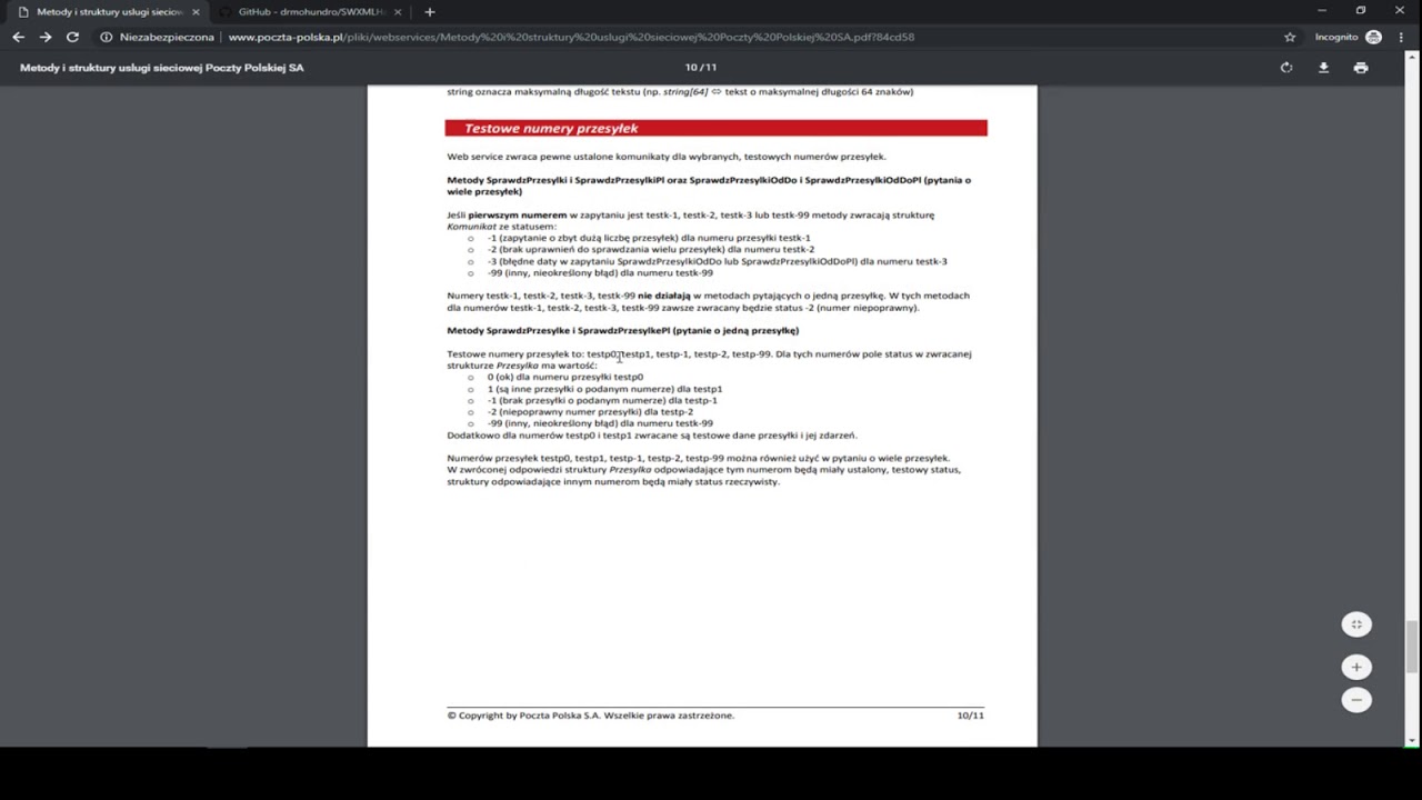 Obsługa  XML WSDL na przykładzie śledzenia Poczty Polskiej