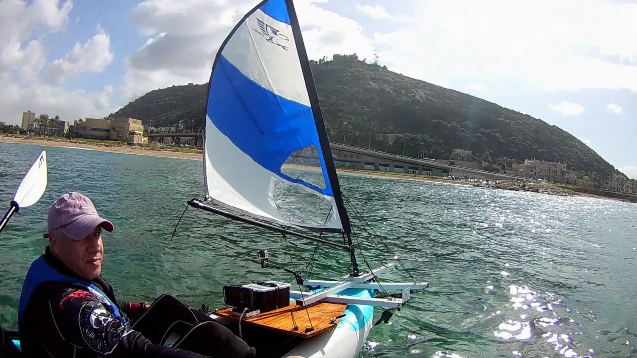 Парус на каяке в Средиземном море 🌊  Falcon Sail 1 м²