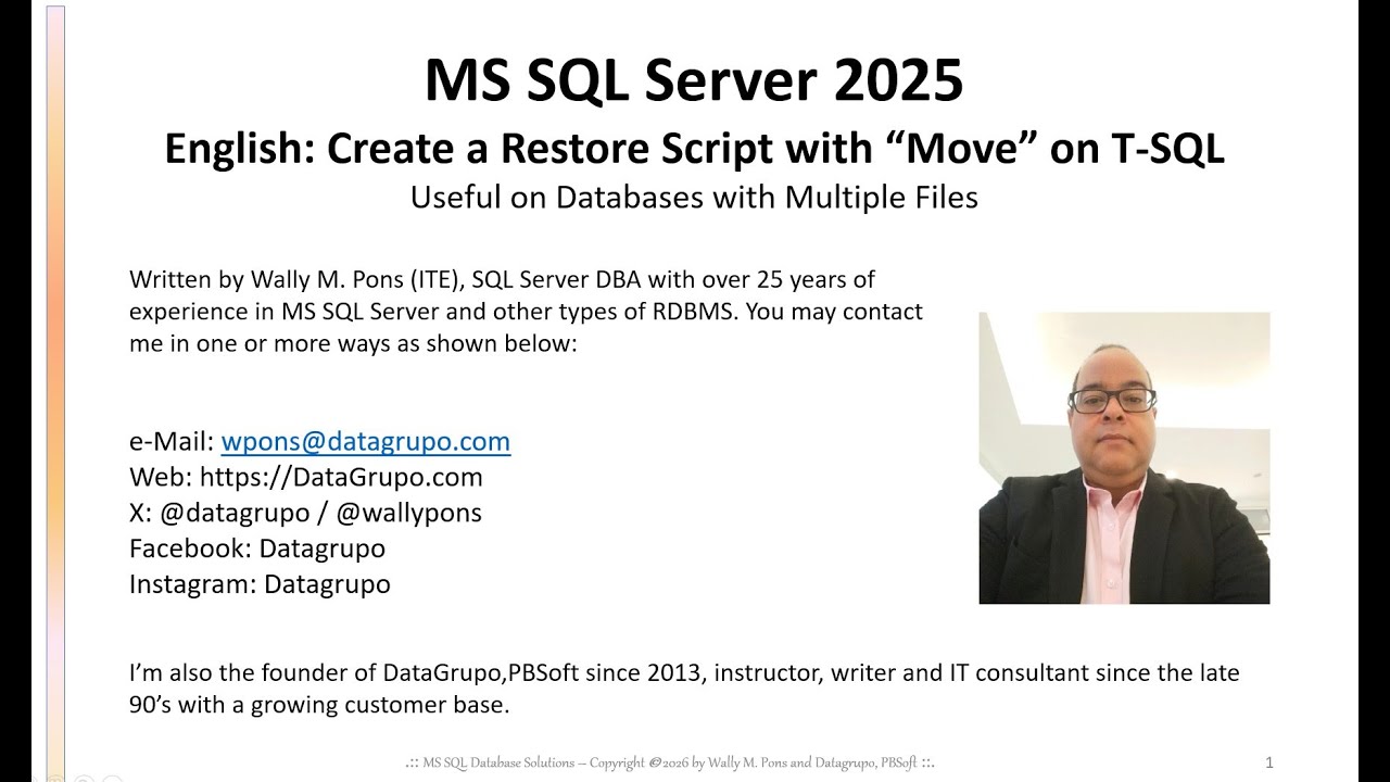 MS SQL Server Shorts :: English: Create a Restore Script with 