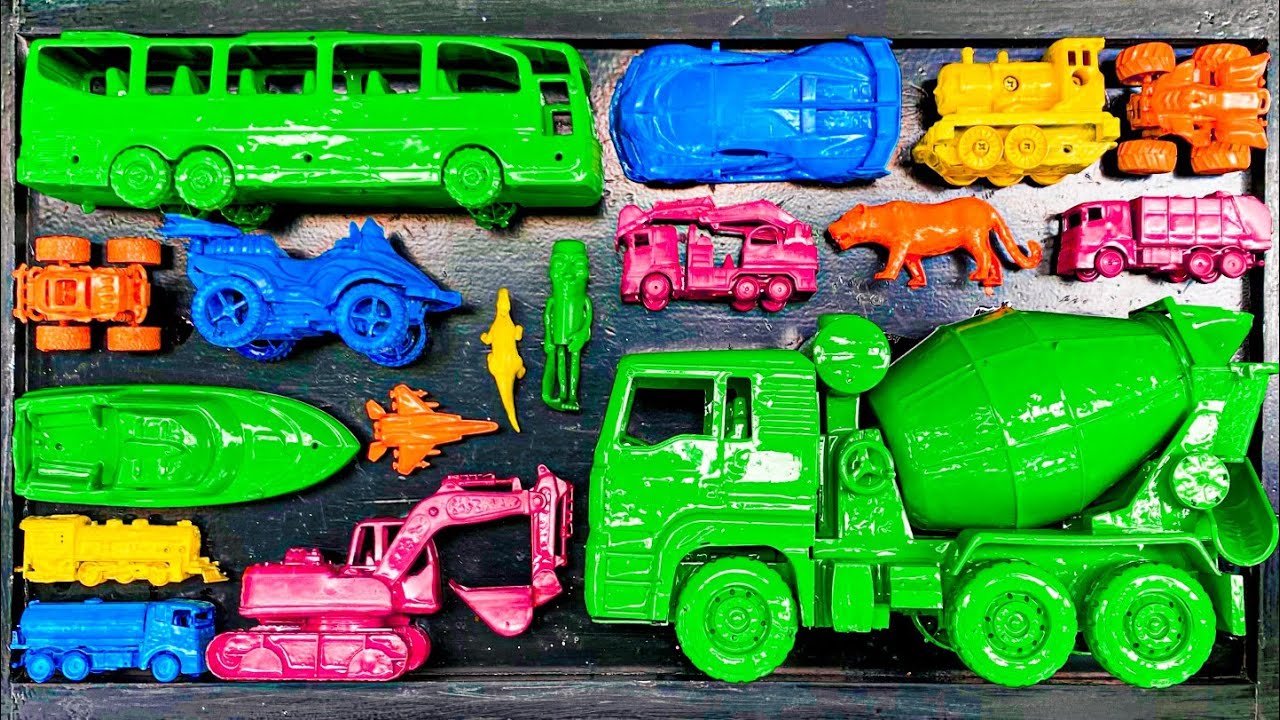 Membersihkan mobil mobilan, truk molen, bus telolet, motor ATV, mobil balap, kereta thomas, animals