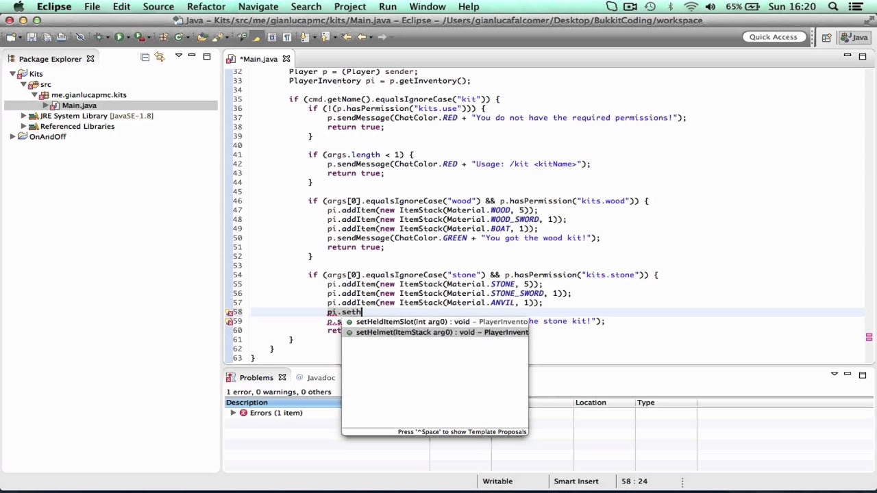 [BukkitCoding] Episode 4 - Player Inventories
