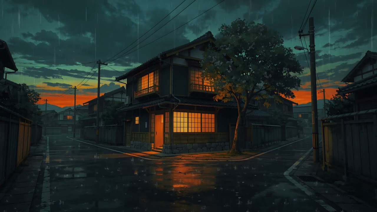 Osaka Rain at Night 🌧️ Lofi Chillhop for Study & Deep Sleep