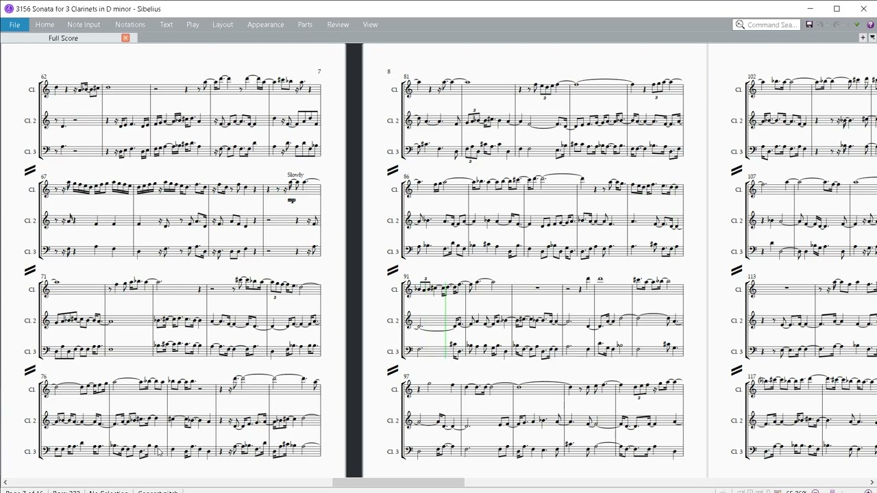 3156 Sonata for 3 Clarinets in D minor