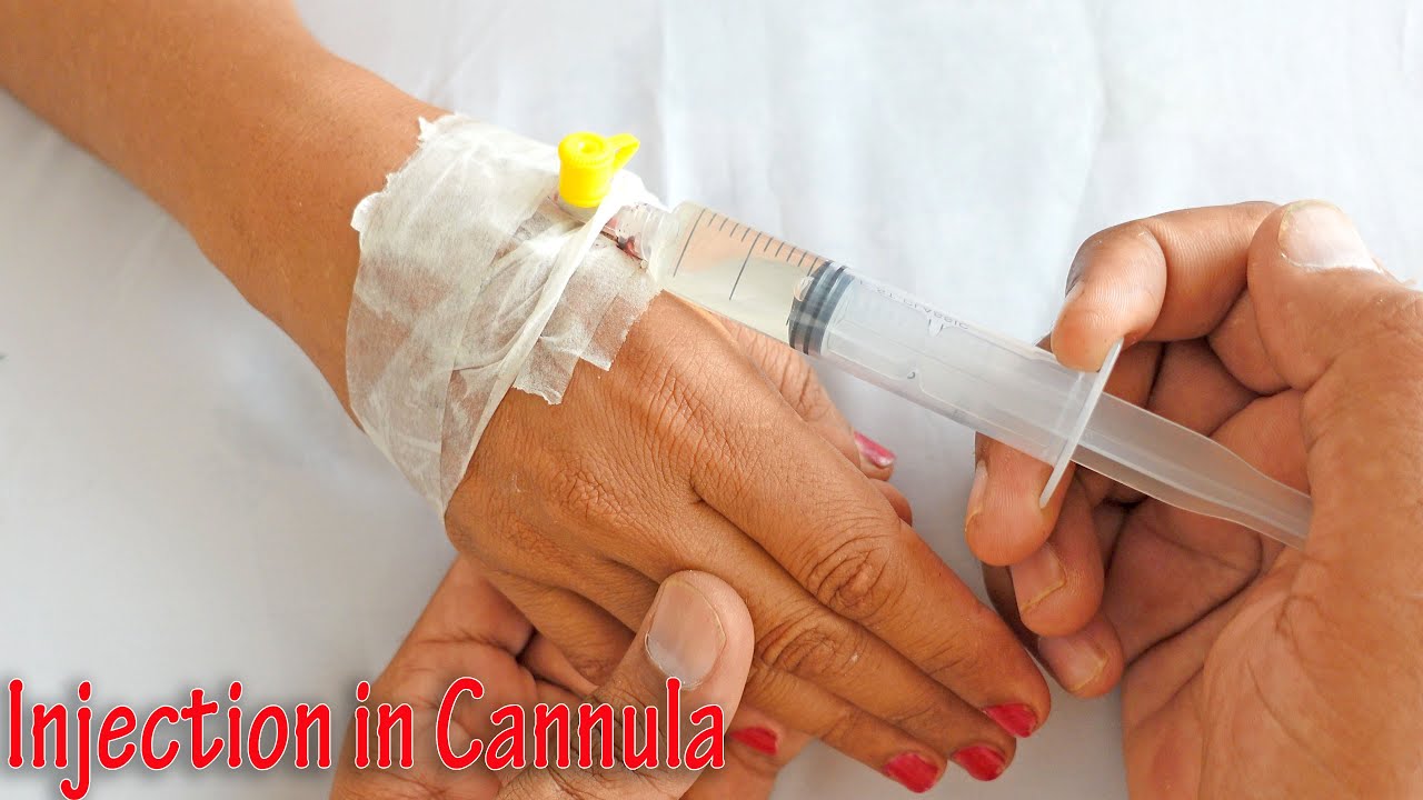 How to give injection in cannula easily at home | cannula injection technique