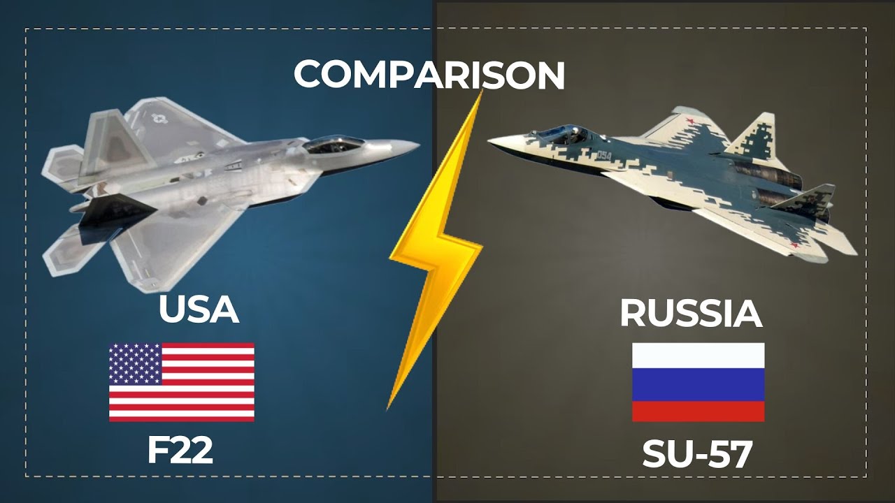 Сравнение американского истребителя пятого поколения F-22 и российского Су-57. #Su57vsF22