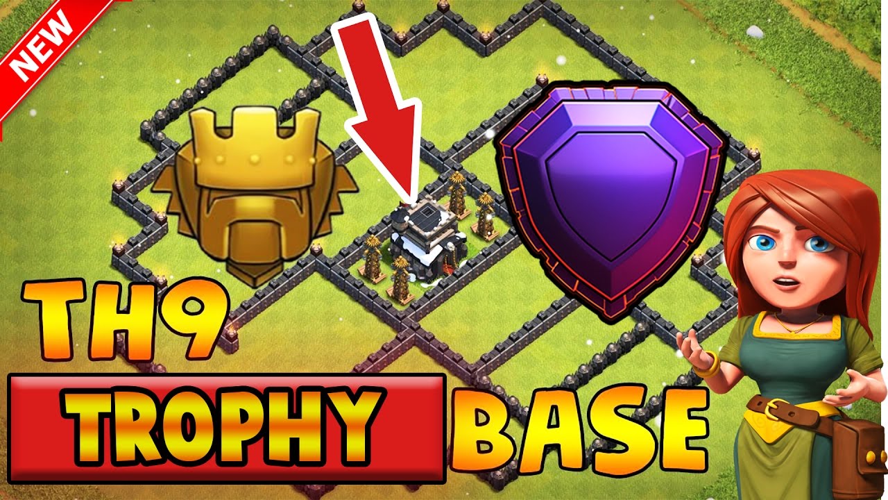 Clash Of Clans - Best Th9 trophy base with bomb tower 2017 | titan league | speed build