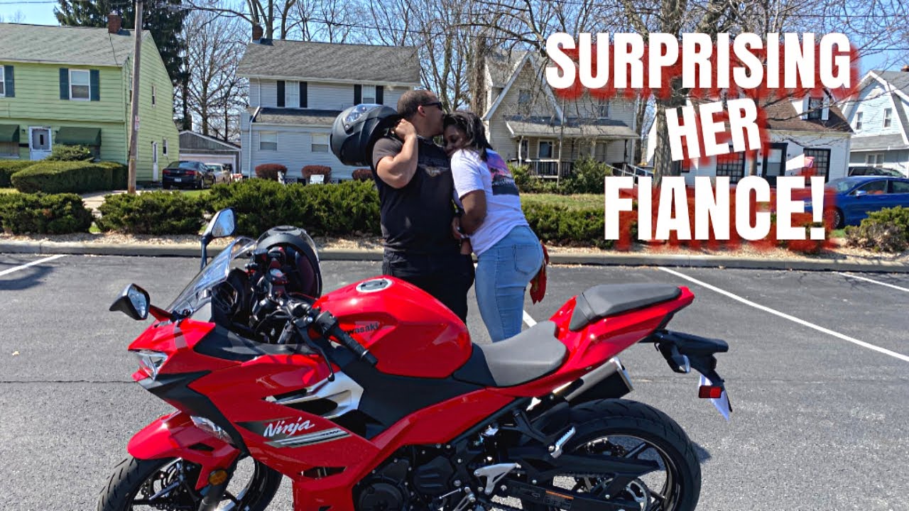 SURPRISING HER FIANCÉ WITH HER BIKE | 2021 NINJA KAWASAKI 400