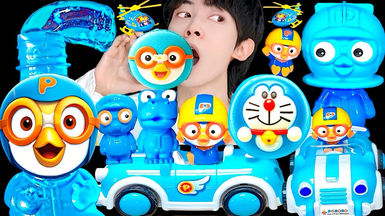 ASMR ICE CREAM BLUE PORORO JELLY RECIPE PARTY 직접 만든 블루 뽀로로 꿀젤리 먹방 DESSERTS MUKBANG EATING SOUNDS
