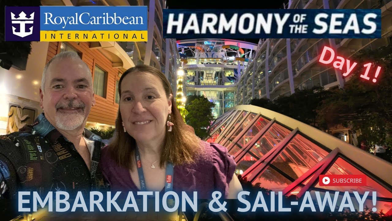 Harmony of the Seas Day-1 Embarkation | Galveston Sail-Away!! | Ship Tour! | Dinner at Wonderland!