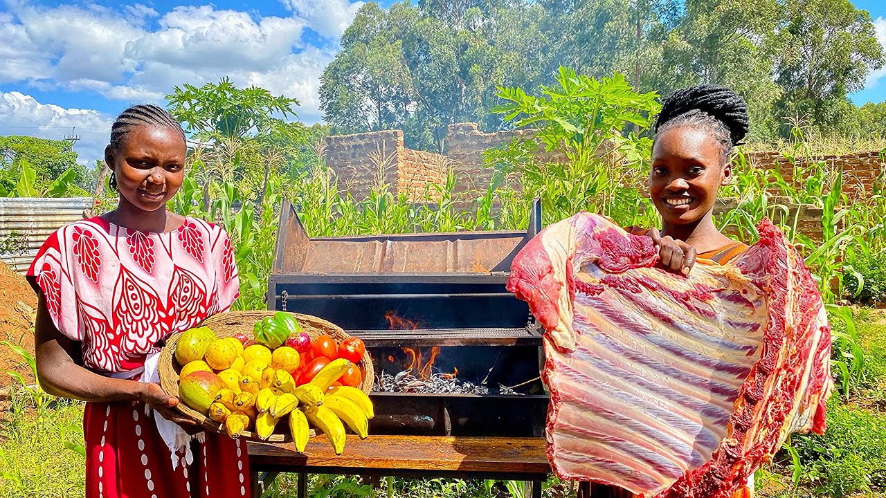 Try This Juicy and Tender Charcoal Grilled Beef Ribs // African village Cookings