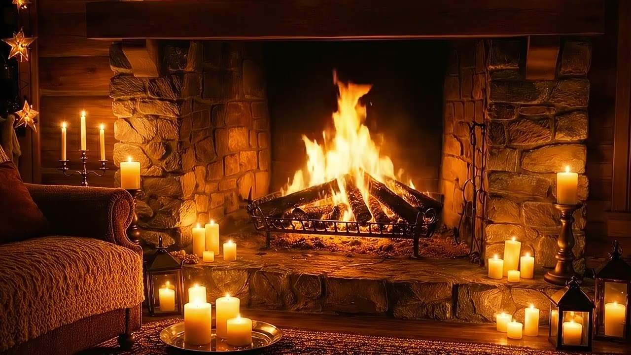 Ultra HD 4K Fireplace With Crackling Sounds. Burning Fireplace. Cozy Ambience 2 hours