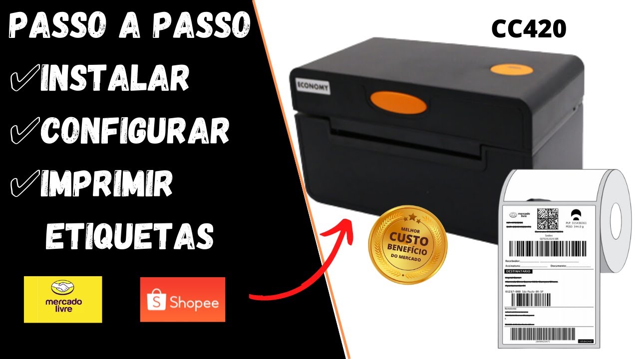 Etiqueta térmica Shopee │ Mercado Livre │ Impressora CC420 NÃO precisa de RIBBON │CC431│ CC430│CC421