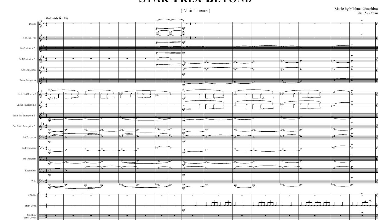 Star Trek Beyond Main Theme for marching band grade 3.5