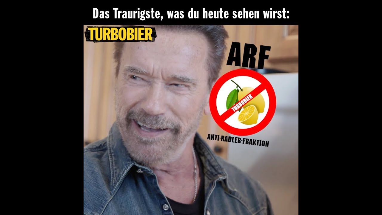 Arnold Schwarzenegger trinkt Radler.