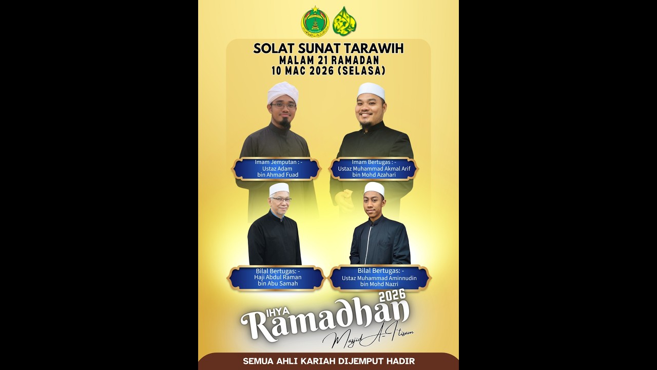 SIARAN LANGSUNG SOLAT SUNAT TARAWIH MASJID AL-I'TISAM
