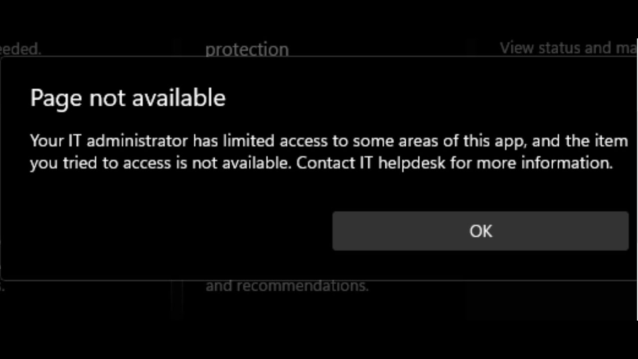 Fix Can't Access Virus and Threat Protection Error Page Not Available On Windows 11