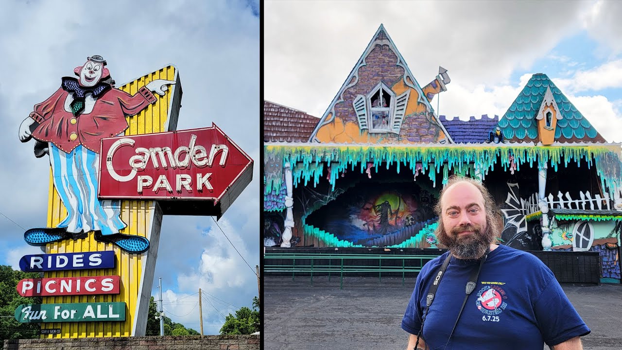 Camden Park - Classic Haunted House Dark Ride & Riding Roller Coasters In The Rain - West Virginia