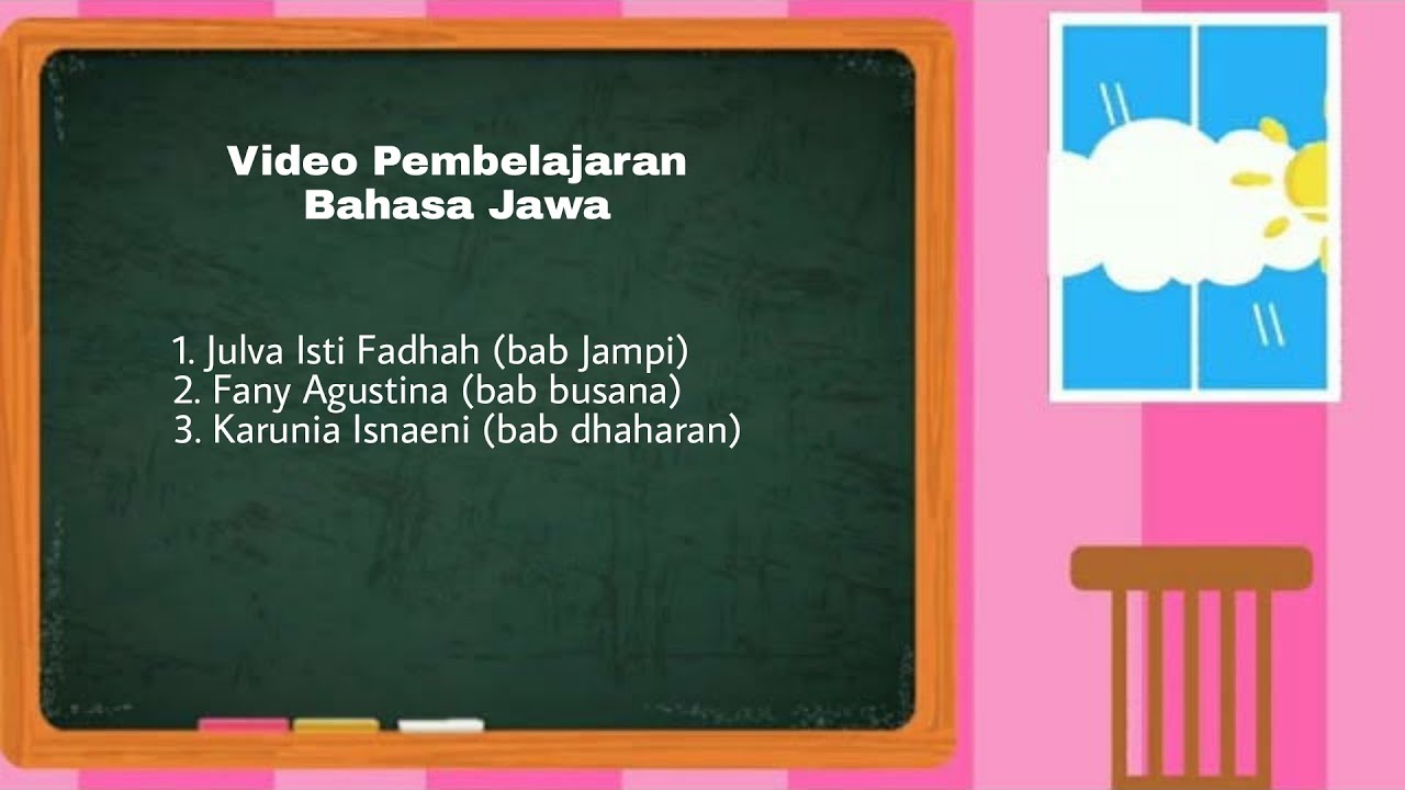 Video Pembelajaran Bahasa Jawa Bab Dhaharan, Busana, lan Jampi