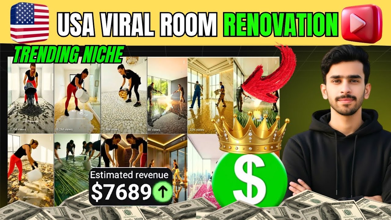 Create Trending Room Transformation Time-Lapse Shorts Unlimited with AI | Monthly $7000+ Niche