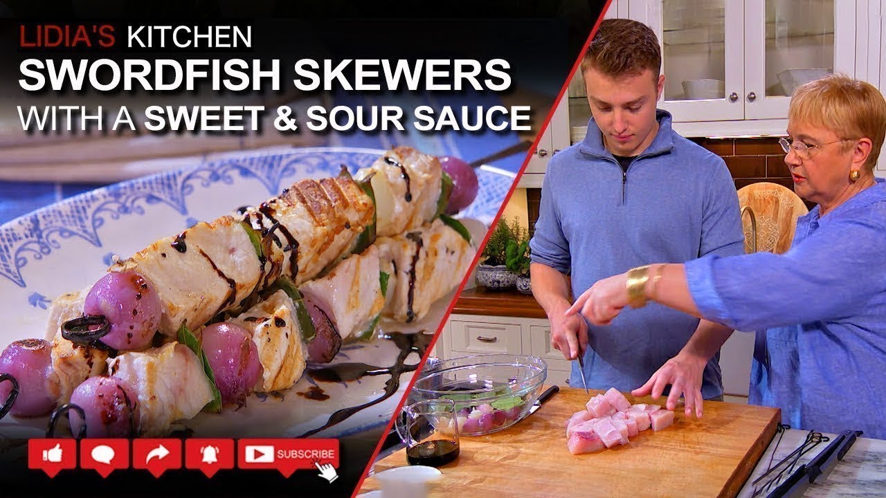 Swordfish Skewers with Sweet & Sour Sauce