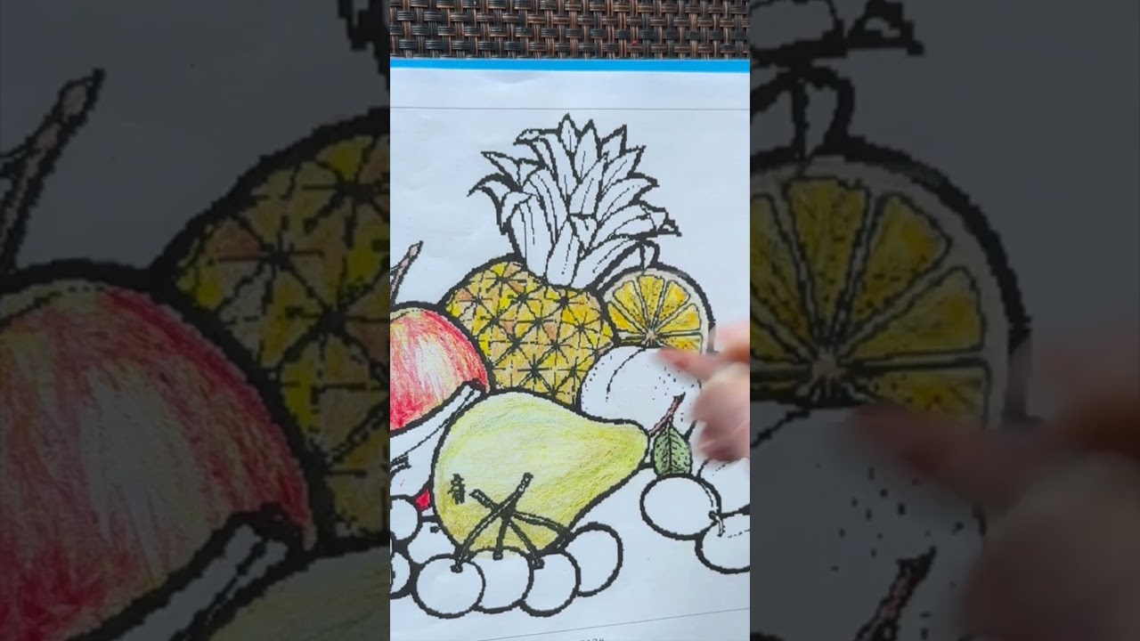 Cómo colorear una piña con crayones 🍍✨ paso a paso #AliciaColorea #ColorearConCrayones #ElFrutero