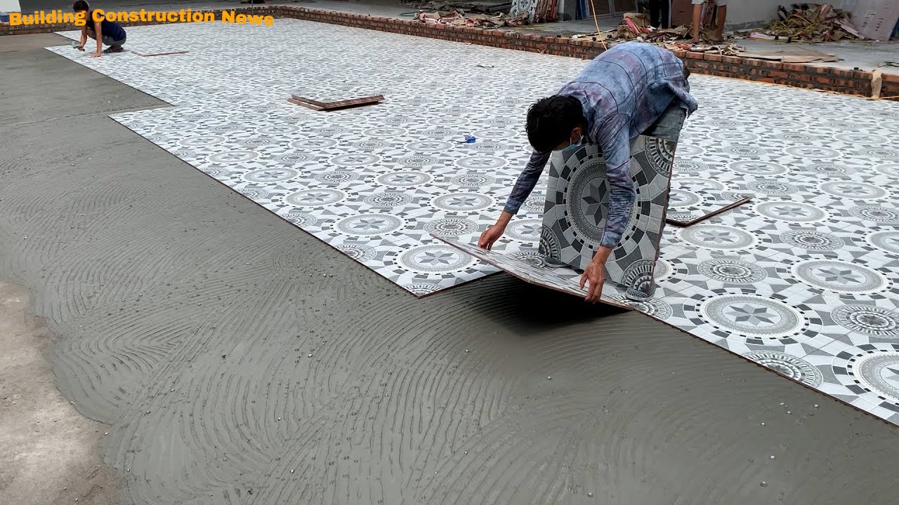 Professional Large Outdoor Playground Construction Workers Use Neoclassical Patterned Ceramic Tiles