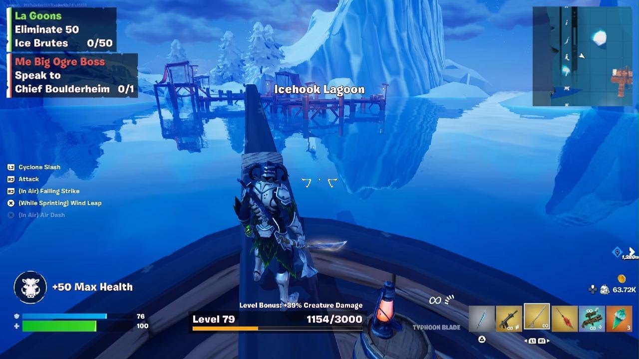 Kraken Boss Fight (Fortnite) - Questline Playthrough (Part 8) Ice Hook Lagoon & Heisted Weapon