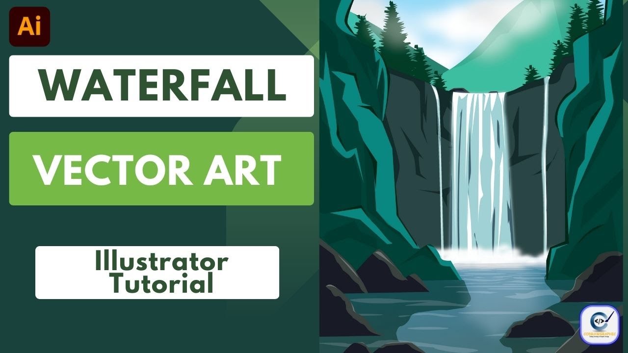 Waterfall Vector art in Adobe Illustrator | Vector Illustration