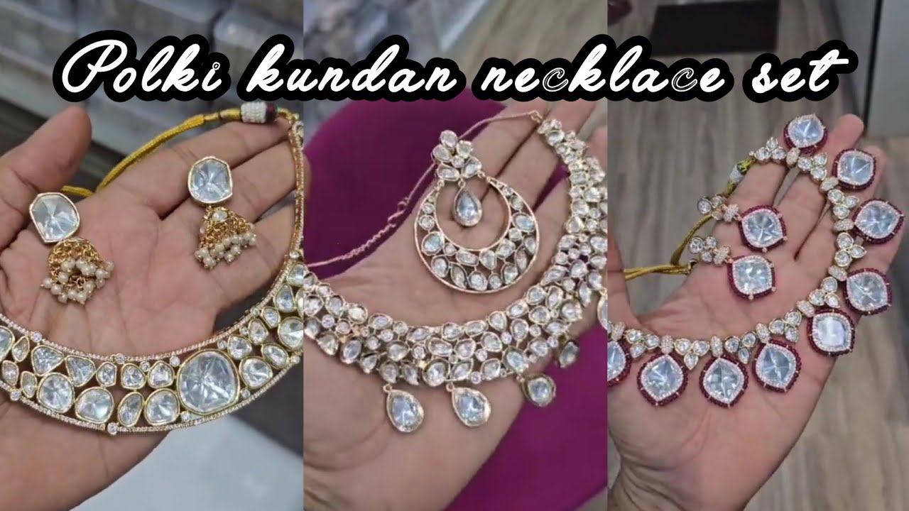 Polki Kundan necklace set.| Hami jewels and clutch