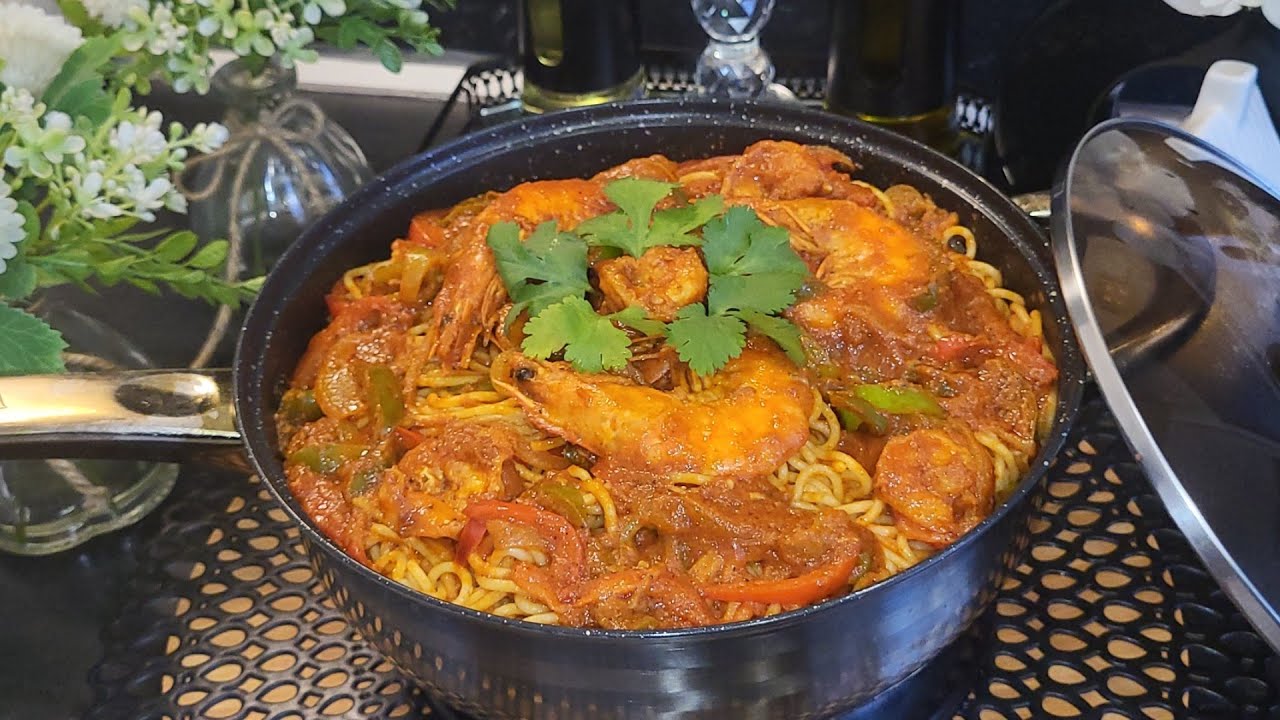 سباغيتي تونسية بالكروفات محرحرة تعمل الكيف (spaghetti Tunisien 🇹🇳👌