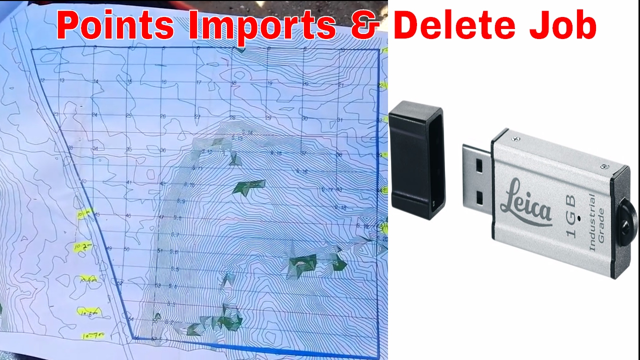 Prepare & import job from USB to Leica Total Station TS09 Plus & Delete job in Urdu/Hindi