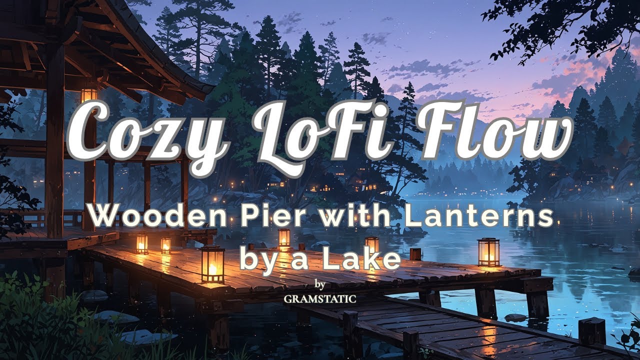 Lake Pier with Lanterns at Dusk – 1 Hour Lo-Fi Chillhop & Smooth Jazz for Relaxation & Study