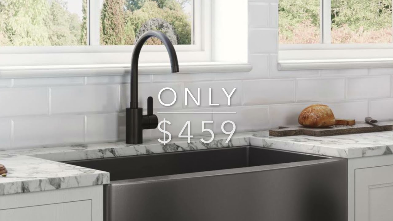 Ruvati 33-inch Apron-Front Farmhouse Kitchen Sink - Gunmetal Black Matte Stainless Steel Single Bowl