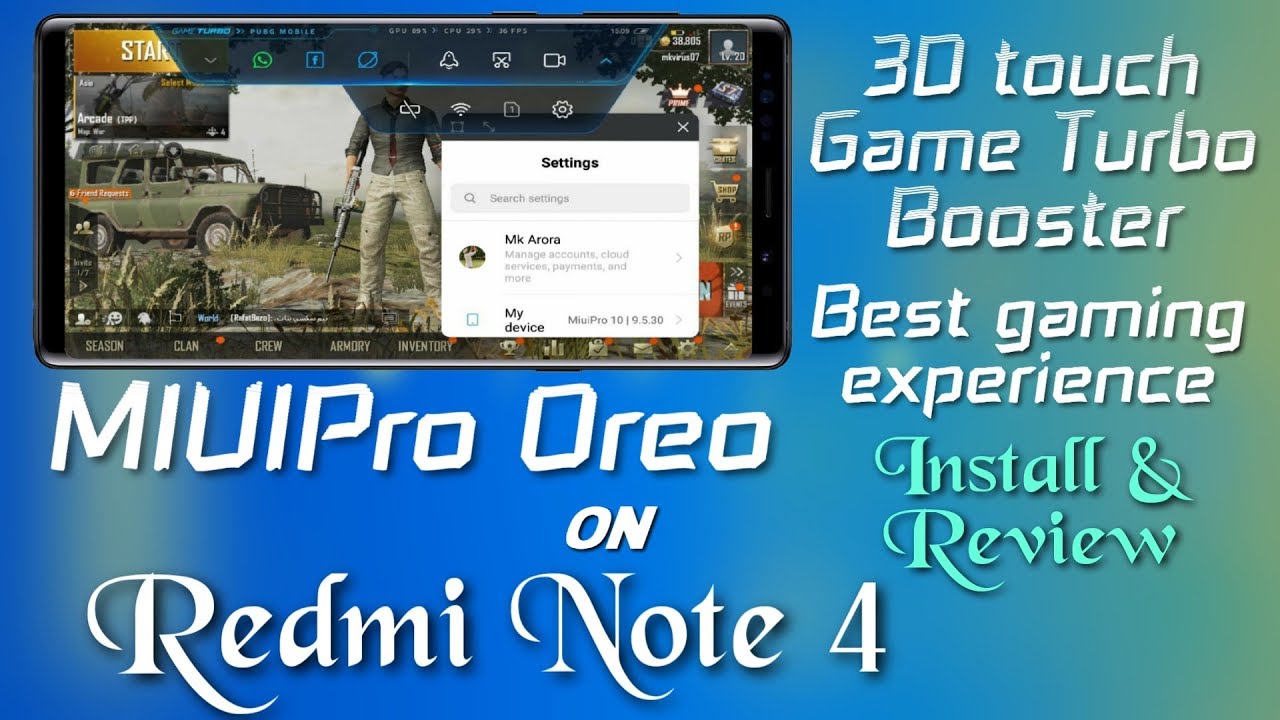 MIUIPro Oreo ROM on Redmi Note 4 | Install & Review | Turbo booster & high frame rate for PUBG HiNDi
