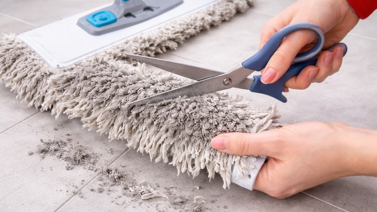 Cut Your Old Mop with Scissors. I wish I knew this 10 years ago!