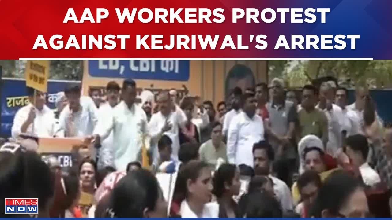 AAP Workers Stage Protest Outside BJP Office In Delhi, Jammu Against CM Arvind Kejriwal's Arrest