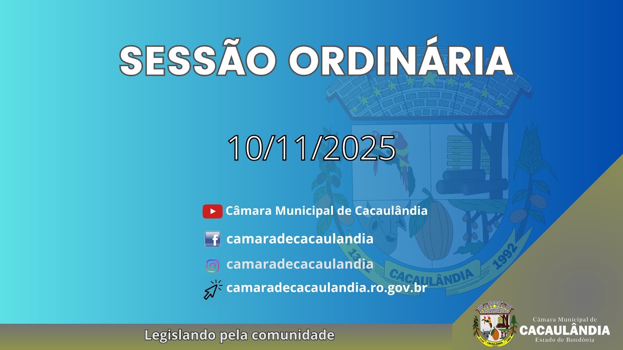 1283ª Sessão Ordinária da Câmara Municipal de Cacaulândia 10/11/2025