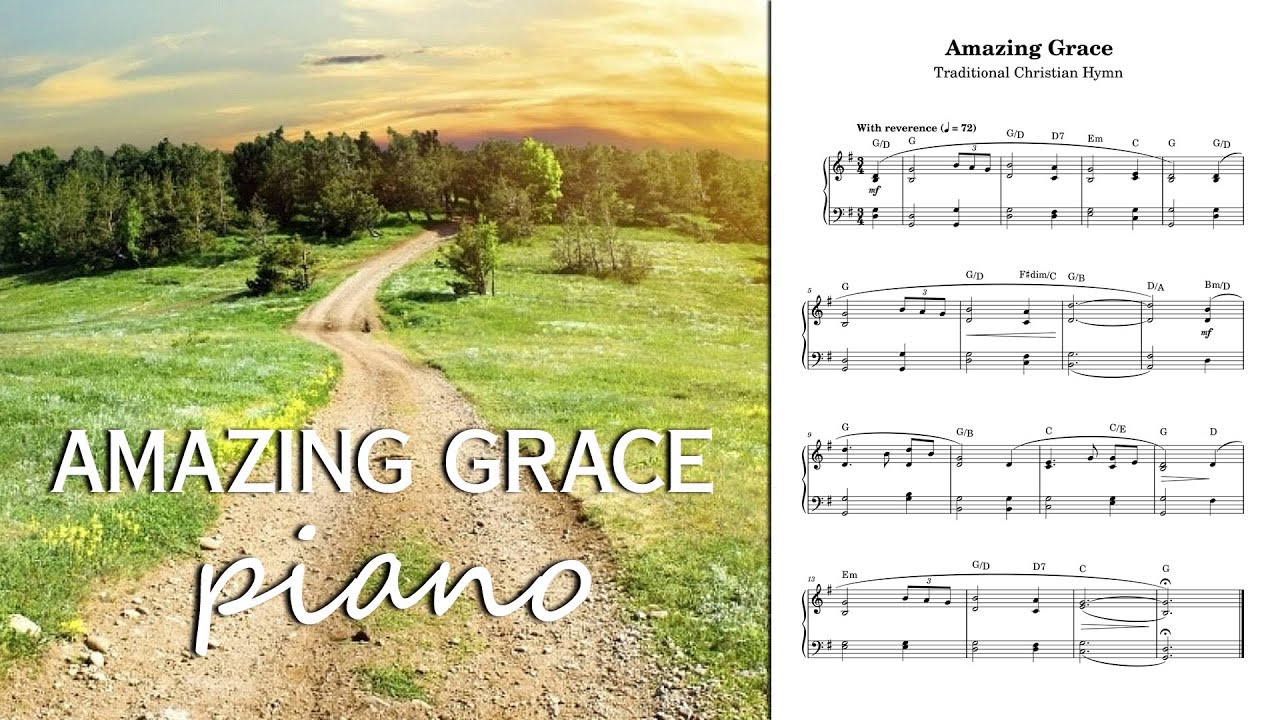 Amazing Grace - Traditional Christian Hymn | Easy piano, FREE sheet music, piano tutorial