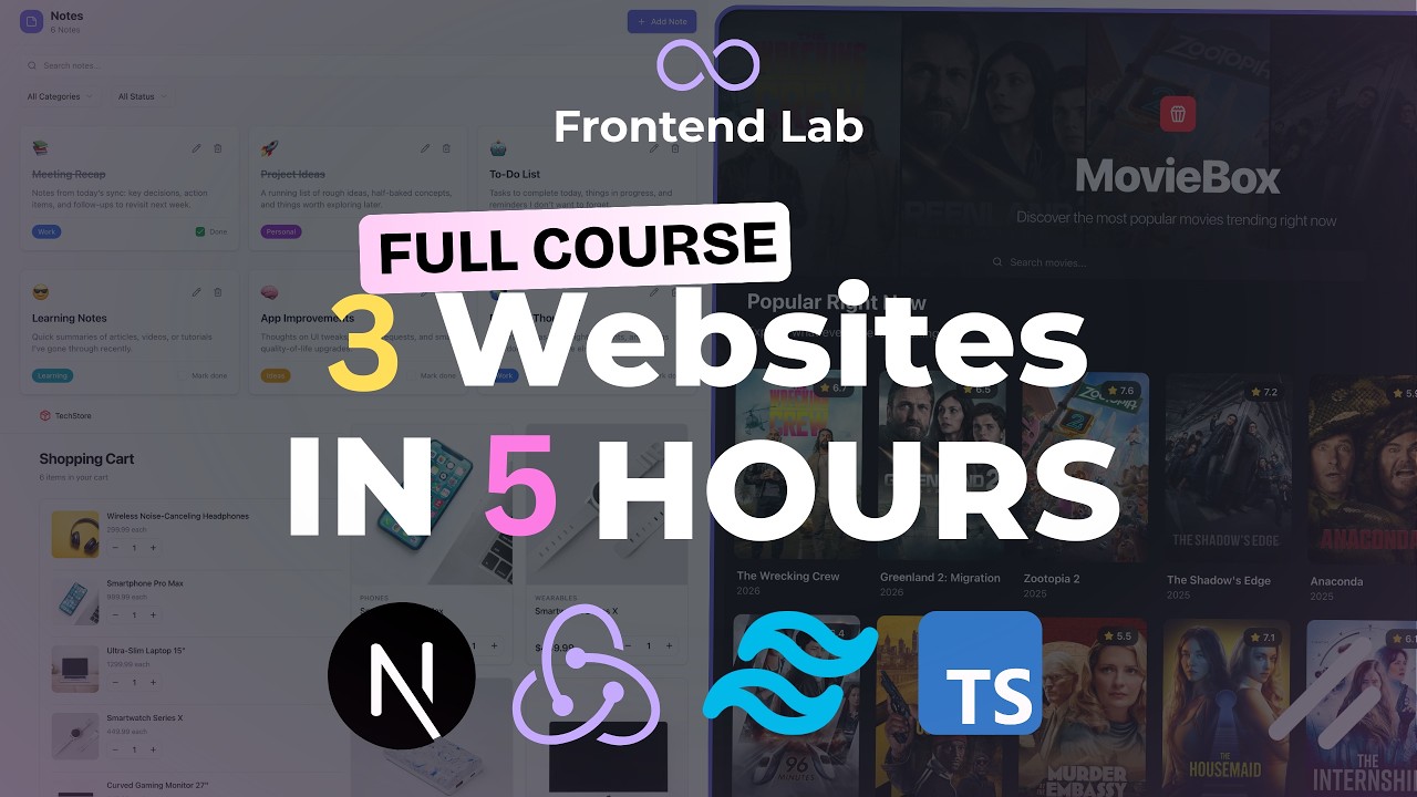 Next.js 16 Complete Course | Build 3 Modern Projects | 2026