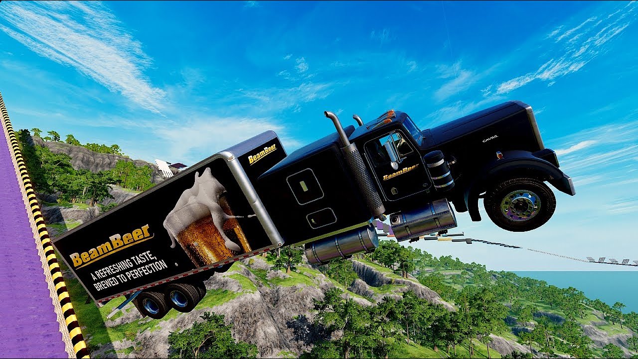 Trucks VS Giant Pipe Stairs Challenge Driver #7 Realistic Car Crash Simulator - BeamNg Drive