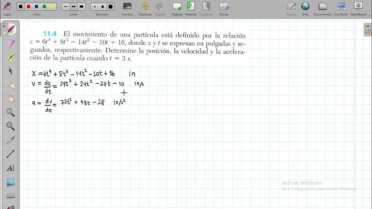 4  Posición velocidad y aceleración para un tiempo dado usando derivadas