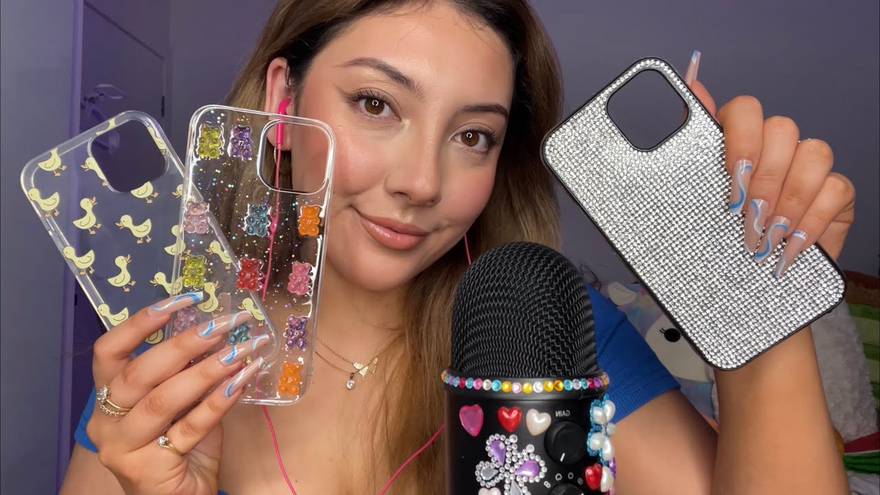 ASMR phone case haul! 🧡 ~tapping + textured scratching triggers~ | Whispered