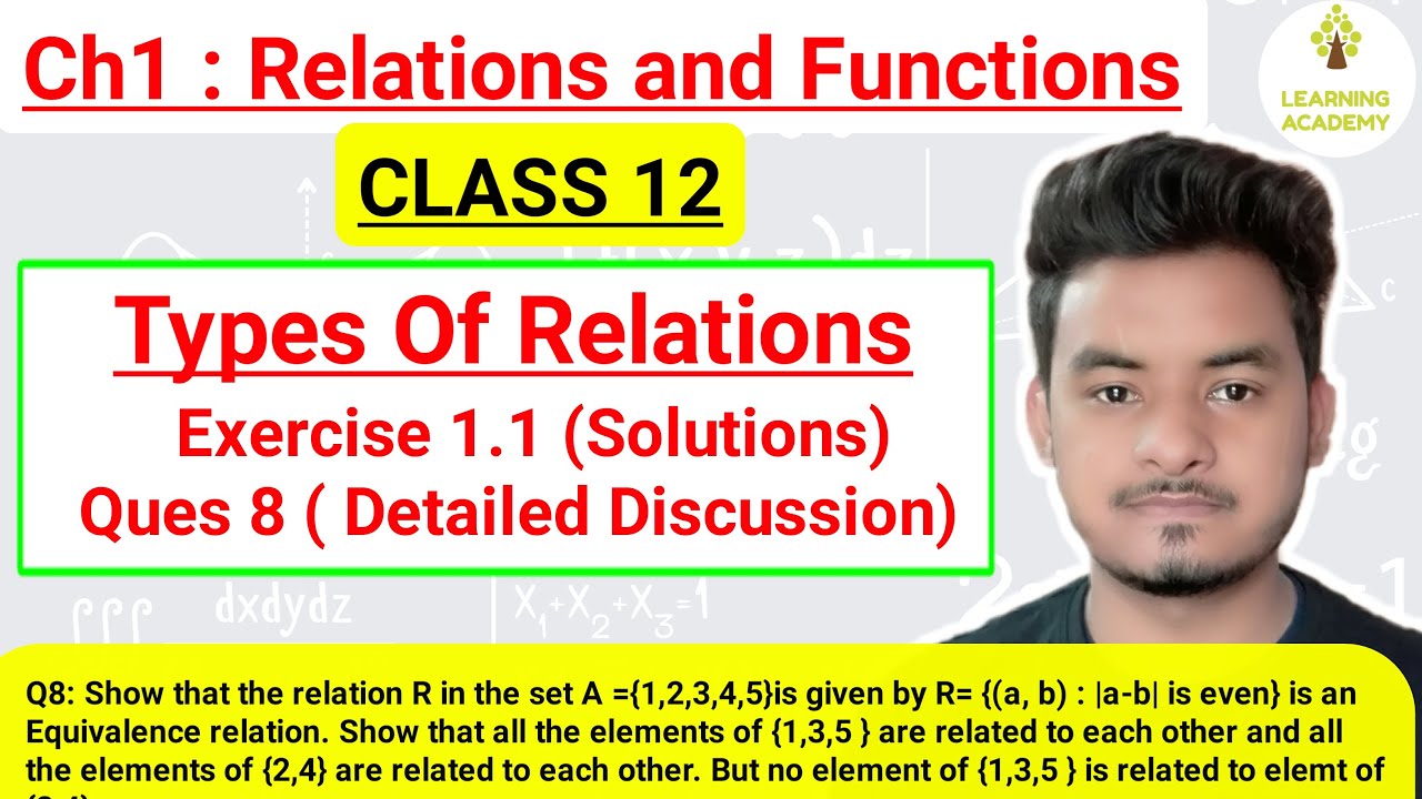 Relations and Functions|Exercise 1.1 Ques 8 (Solution)|MATHS|CLASS 12th |Learning Academy