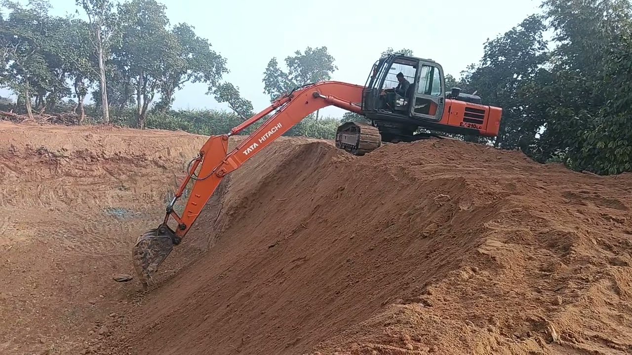 Tata hitachi ex 210 slope work