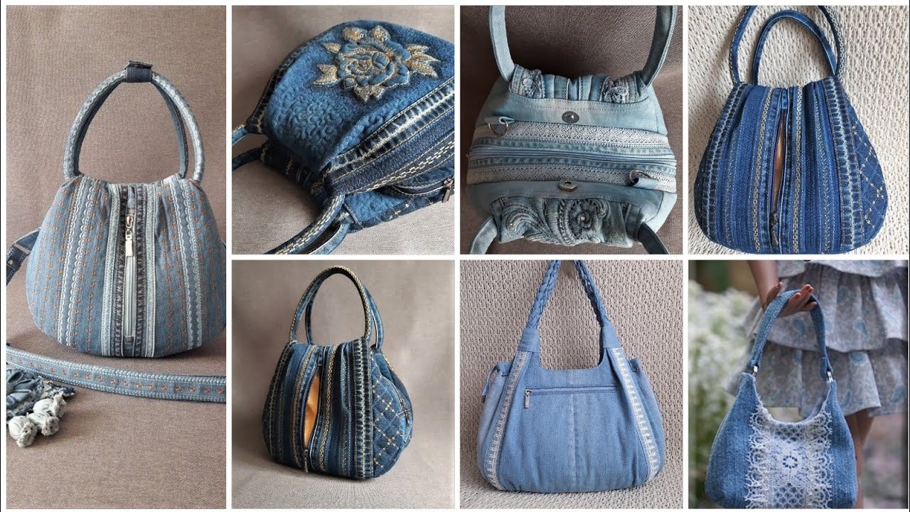 collection of denim jeans vintage style bags for girls 
